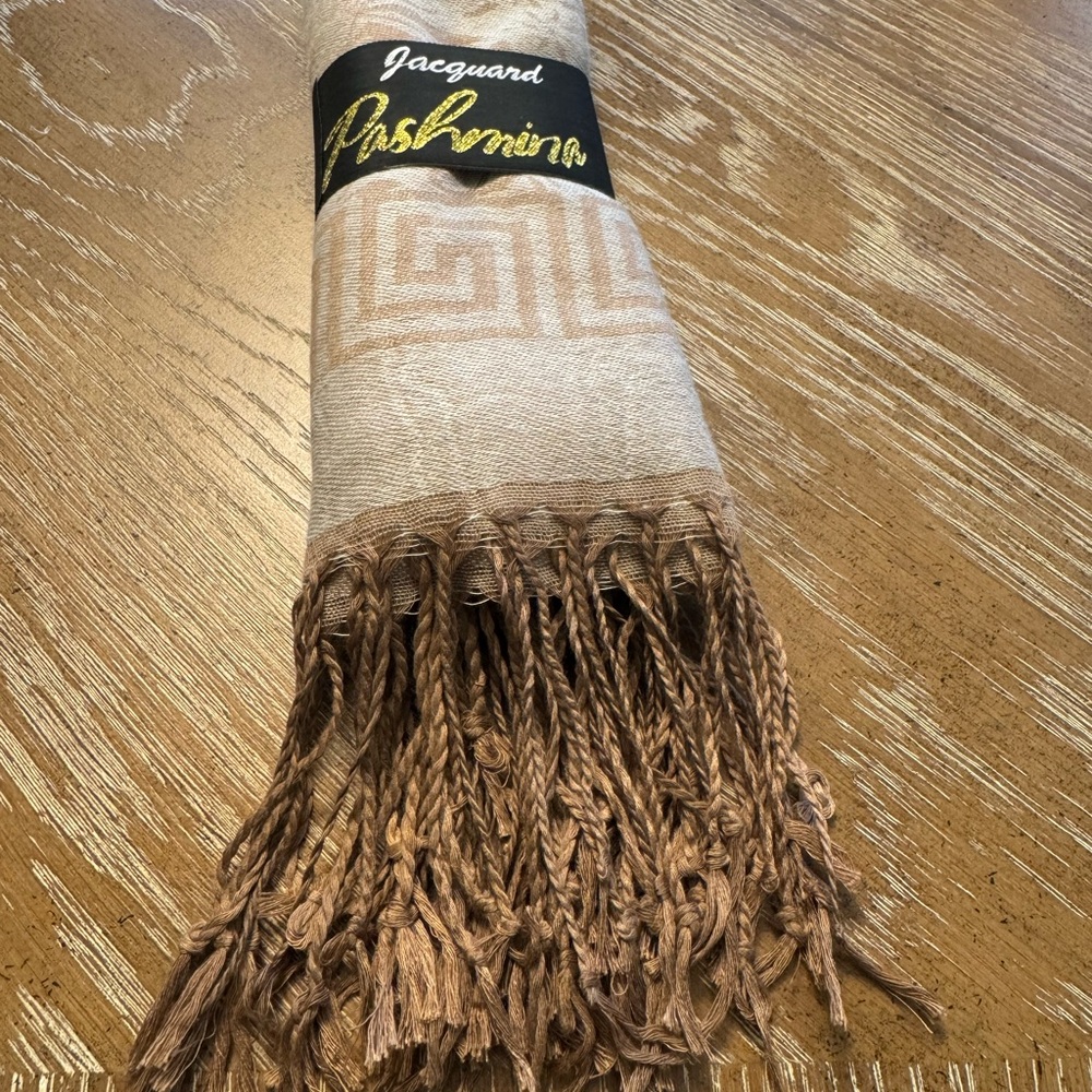 Jacquard Pashmina Scarf with Fringe